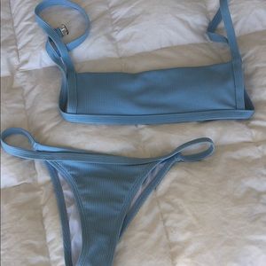 Blue Ribbed Bikini